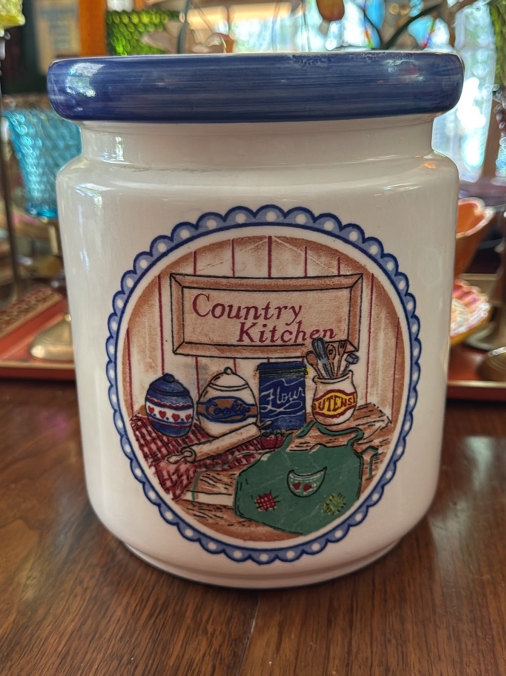 Vintage Country Kitchen Ceramic Canister Utensil Holder